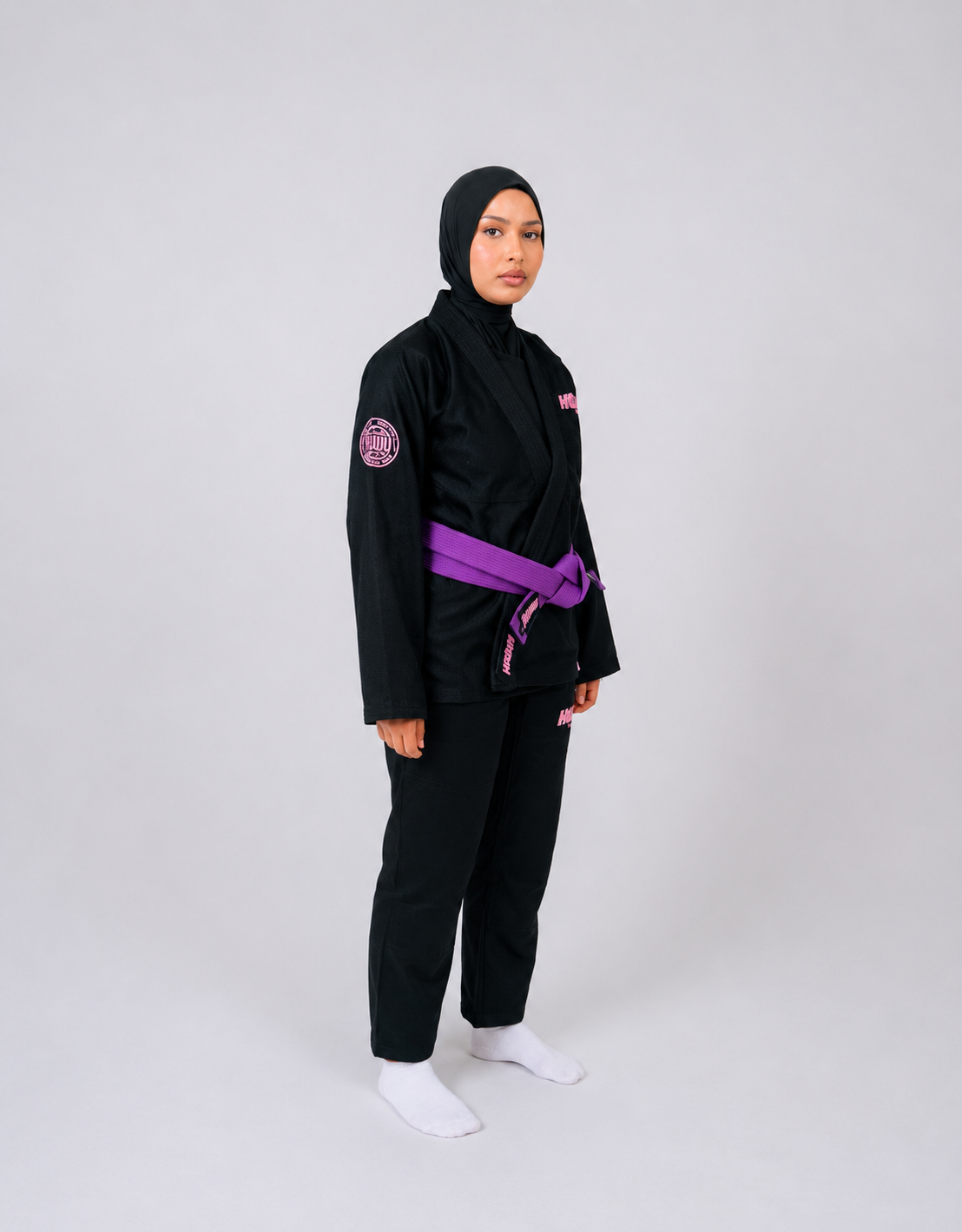 Kimono Jiu-Jitsu HUDUD Noir & Rose Femmes