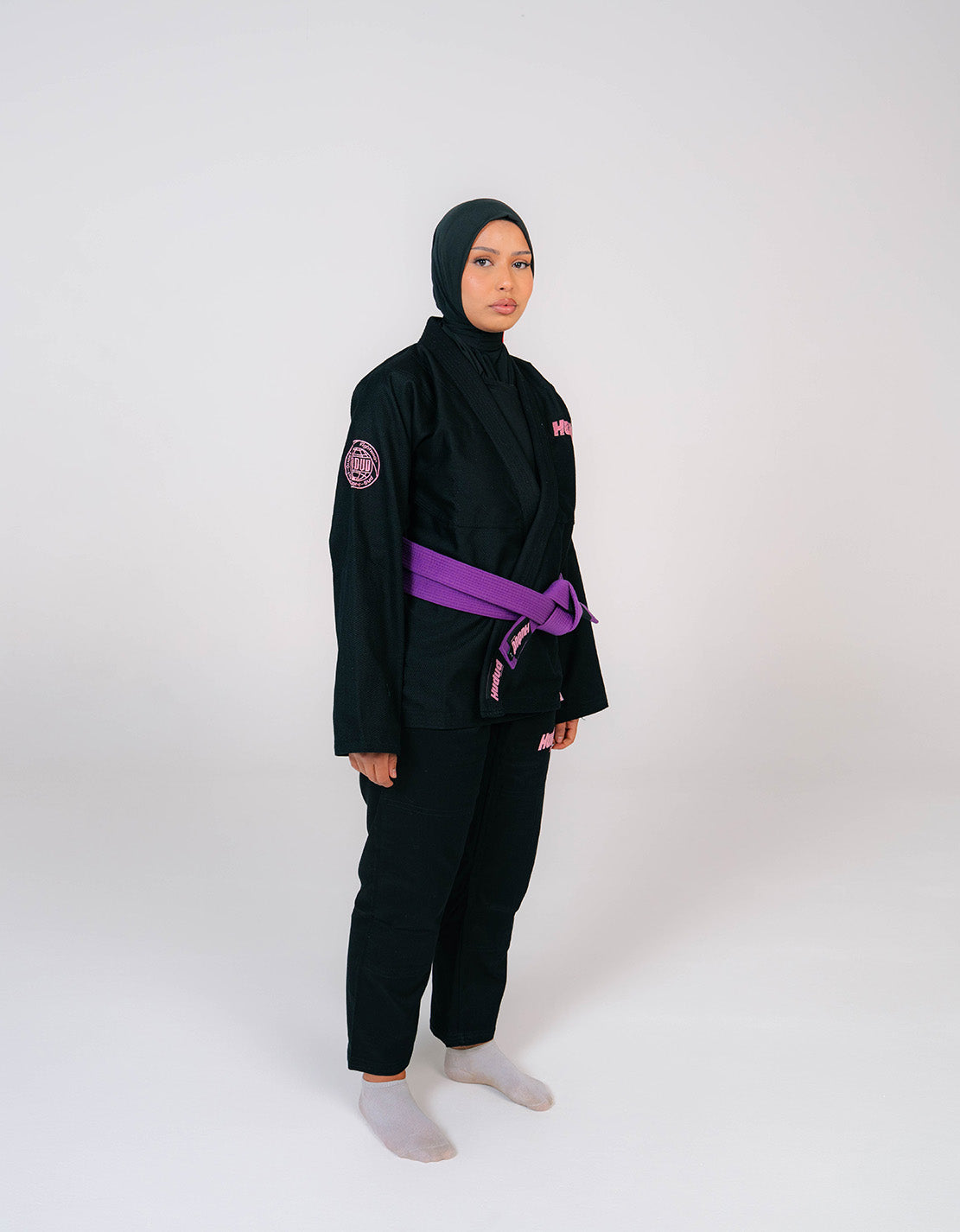 Kimono Jiu-Jitsu HUDUD Noir & Rose Femmes